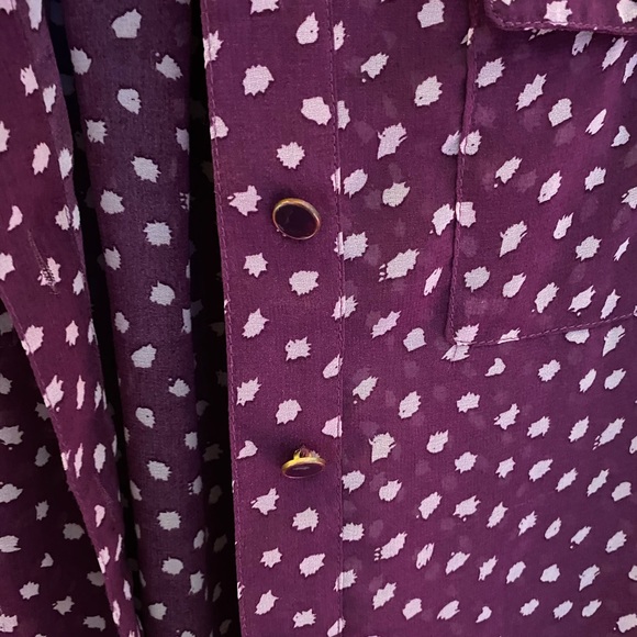 1990’s Vintage purple polka dot button up blouse - Picture 4 of 4